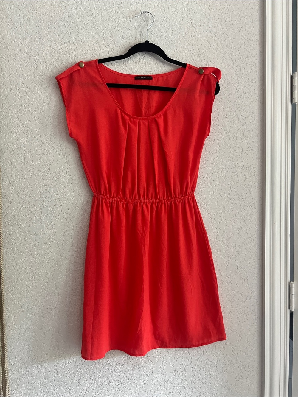 Soprano Bright Red Elastic Waist Mini Dress